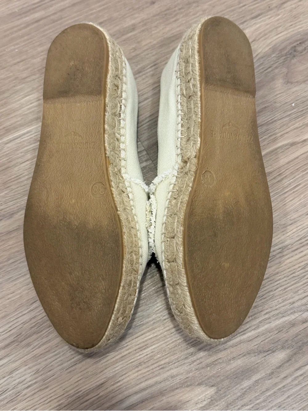 Zadig & Voltaire Cream Espadrille Loafers with Black Wing Motif